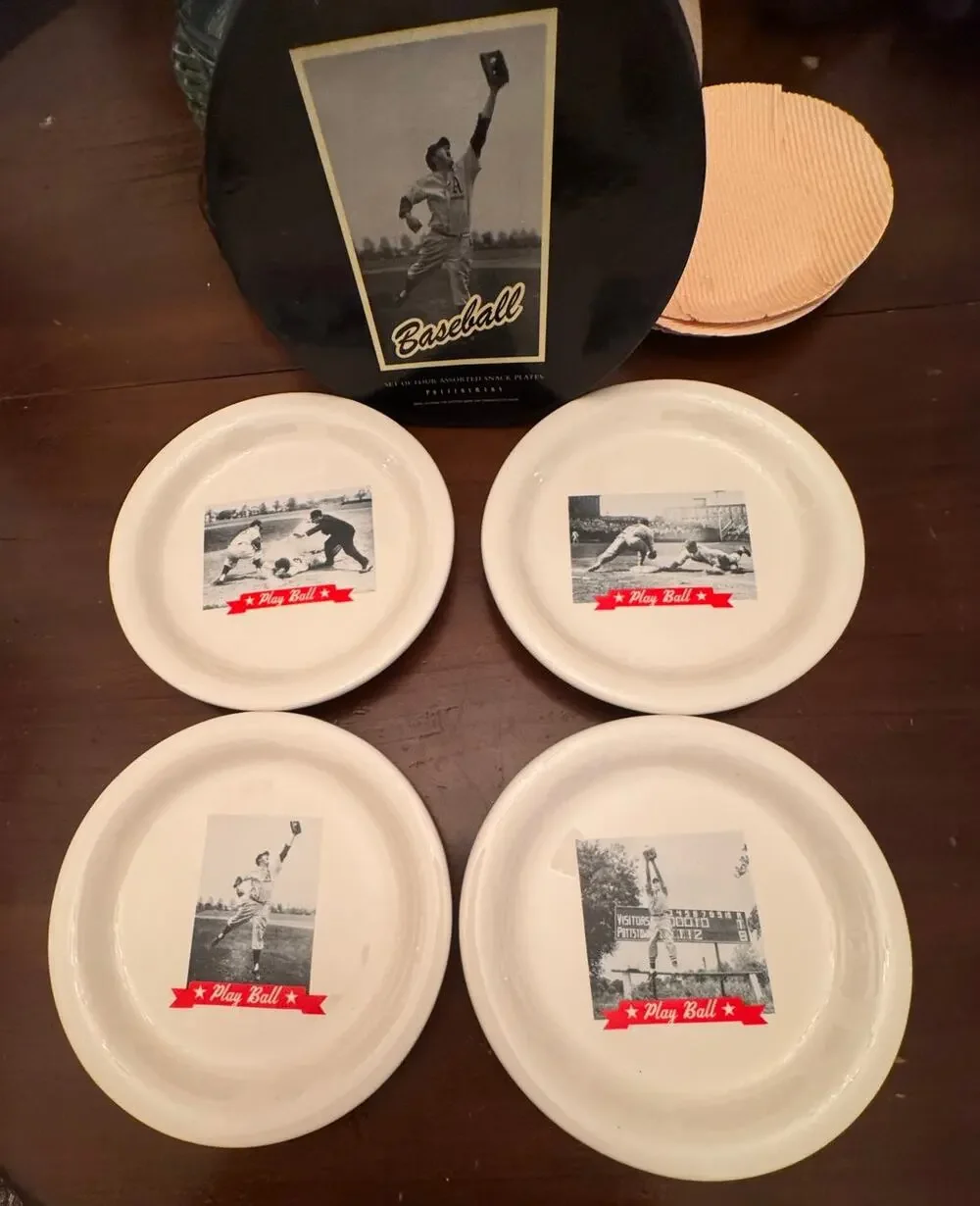 Pottery Barn Baseball Plates Set/4 -